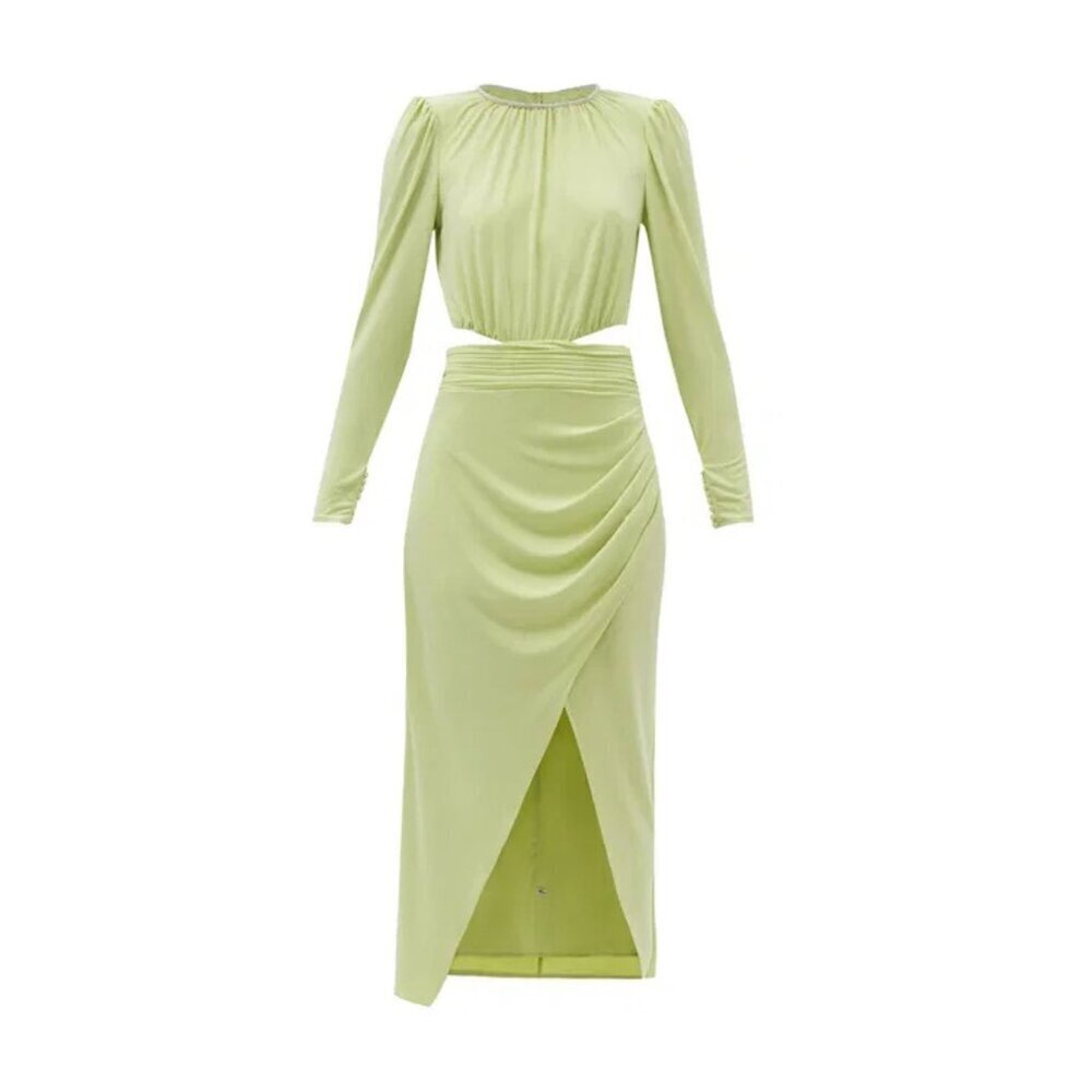 Self Portrait Green Crystal-Embellished Cutout Midi Dress Size 2 - 41983
